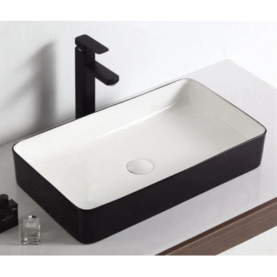 MB03A Matte black rectangular above counter basin ceramic art basin