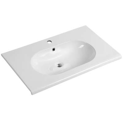 E4860 610mm Popular design modern thin white simple wall hang bathroom vanity sink wash basin