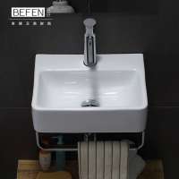 Export grade luxury oblong bathroom ceramic wall-hung wash basin with white color