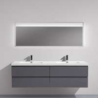 Modern Wall Mounted Moistureproof Double Sink 72 Bath Vanity Mirror Bathroom Cabinet