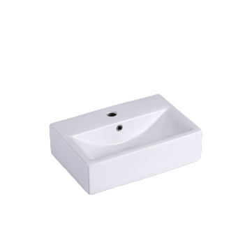 L345 460mm Modern popular style white color ceramic art sinks single hole cabinet basin for hotel