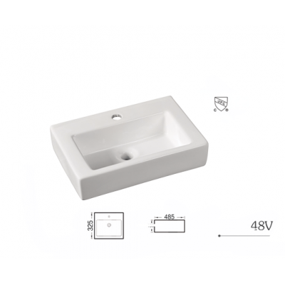 48V 480mm High quality bathroom ceramic sink solid surface cabinet wash basin for hotel