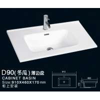 D90 Chaozhou factory hot selling direct modern design bathroom ceramic thin edge cabinet basin