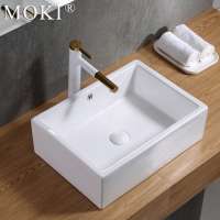 Europe Modern bathroom rectangular table top wash hand basin