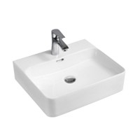 Wholesale European style white countertop rectangular ceramic vessel sink above counter art basins wash basin