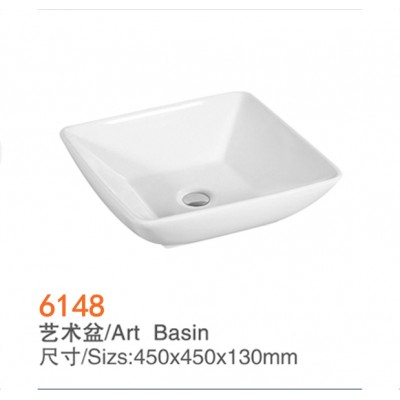 6148 Chinese factory rectangular ceramic material white wash art basin for  bathroom