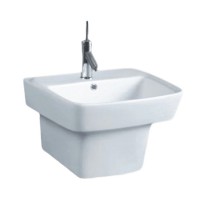 Best selling single hole rectangular square sanitary washbasin wall hung ceramic bathroom sink lavabo basin with half pedestal