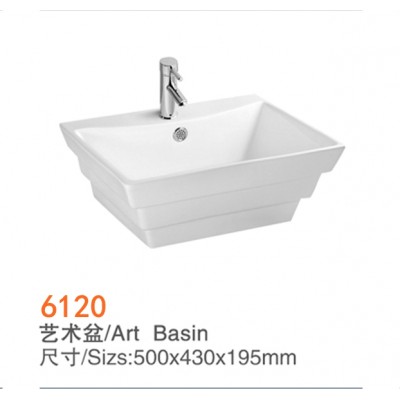 6120 Chinese factory wholesale white small size ceramic counter top bathroom hand wash basin