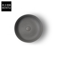 BENTU Hui latest trendy modern design minimalist home bathroom hotel lavabo wash basin UHPC concrete restroom round cement basin